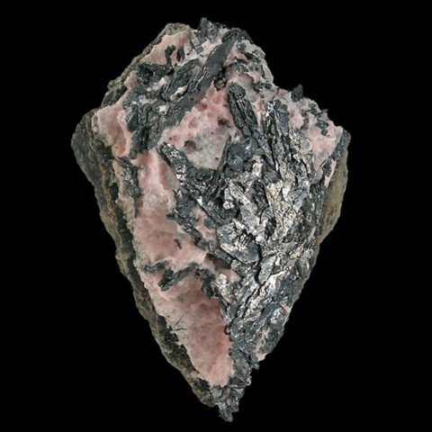 Nagyágite dans rhodochrosite de Sacaramb, Roumanie © Rob Lavinsky