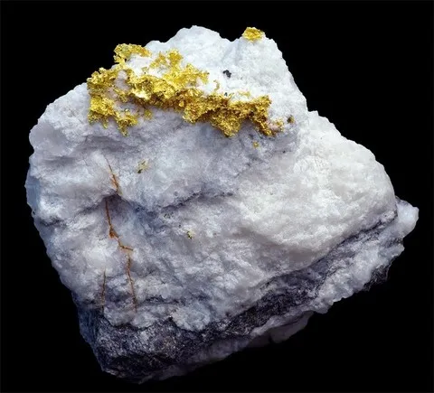 Or natif dans quartz de Brusson, Italie